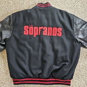 Jeff Hamilton The Sopranos Varsity Bomber Jacket Leather Wool Reversible 2XL Vtg